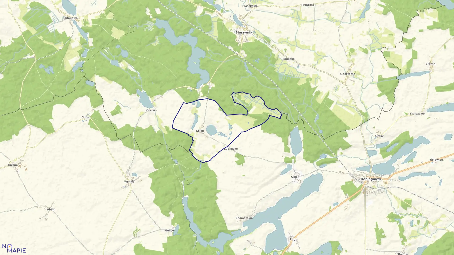 Mapa obrębu KOLSK w gminie Bierzwnik