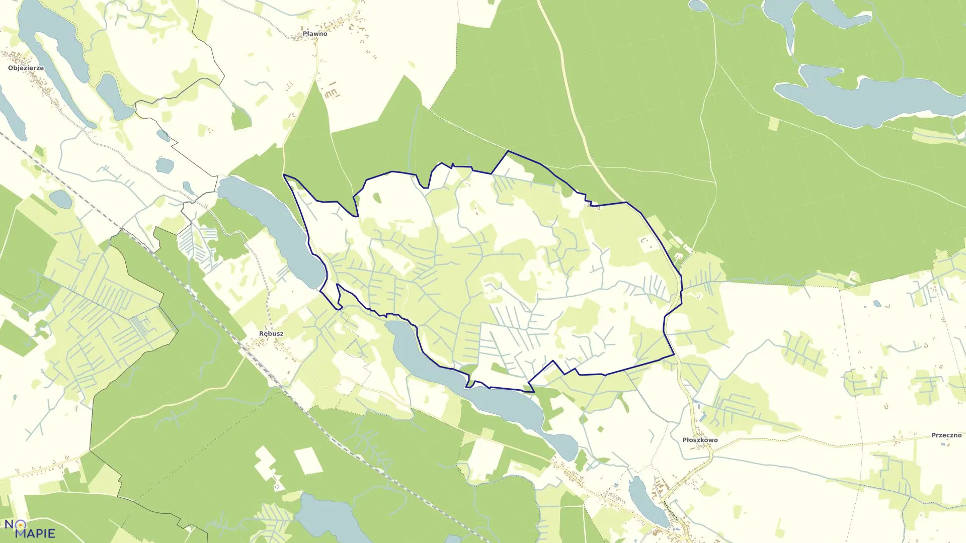 Mapa obrębu PŁAWIENKO w gminie Bierzwnik